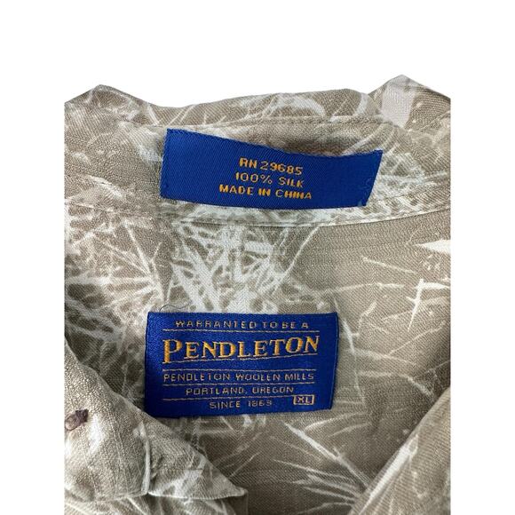 Pendleton Men's Shirt Tan Silk Beachy Resort Button Down Short Sleeve Size XL - Picture 2 of 8